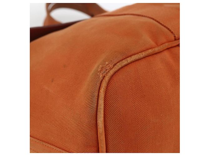 Hermès HERMES Valparaiso MM Handtasche Canvas Leder Orange Silber Auth ka2867 - Ansicht 15