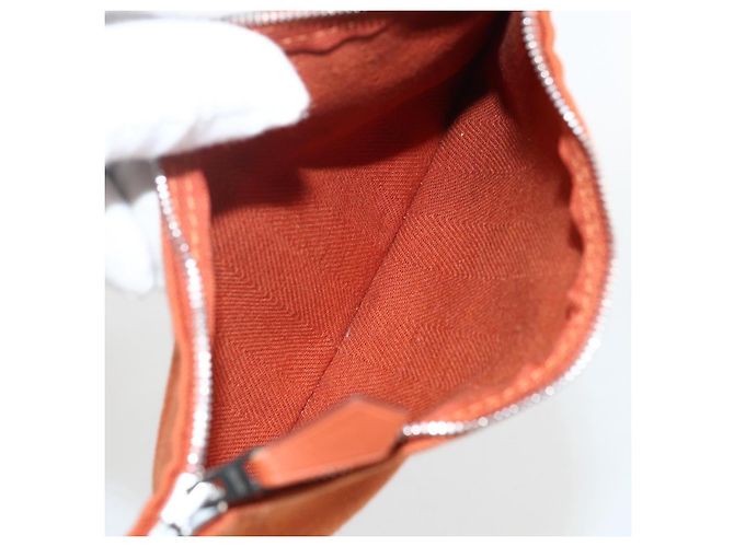 Hermès HERMES Valparaiso MM Handtasche Canvas Leder Orange Silber Auth ka2867 - Ansicht 22