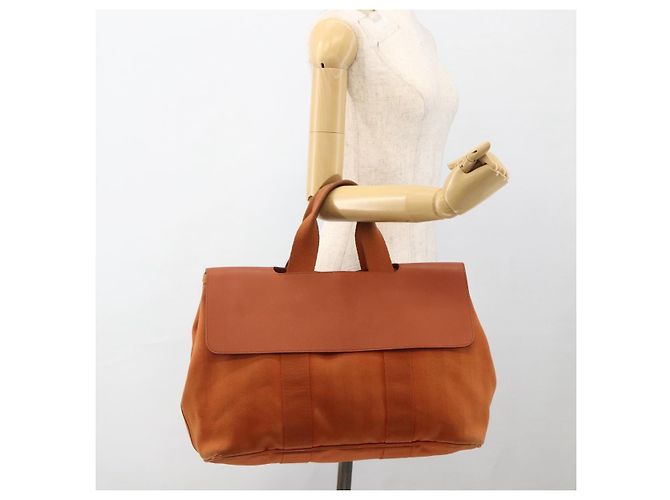 Hermès HERMES Valparaiso MM Handtasche Canvas Leder Orange Silber Auth ka2867 - Ansicht 23