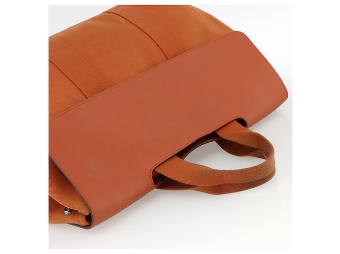 Hermès HERMES Valparaiso MM Handtasche Canvas Leder Orange Silber Auth ka2867 - Ansicht 6
