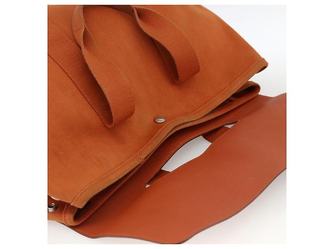 Hermès HERMES Valparaiso MM Handtasche Canvas Leder Orange Silber Auth ka2867 - Ansicht 7