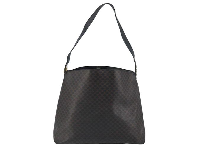 Céline Borsa a spalla in tela Macadam CELINE in pelle PVC nera e oro Auth fm5227 Nero D'oro - vista 13