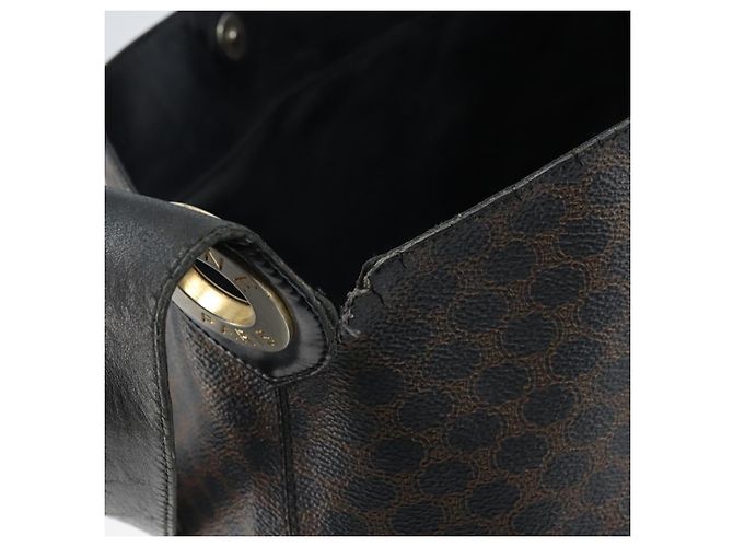Céline Borsa a spalla in tela Macadam CELINE in pelle PVC nera e oro Auth fm5227 Nero D'oro - vista 9