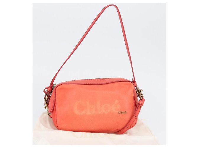 Chloé Chloe Schultertasche Leder 2-in-1 Rot Gold Auth BA10876 Golden - Ansicht 12