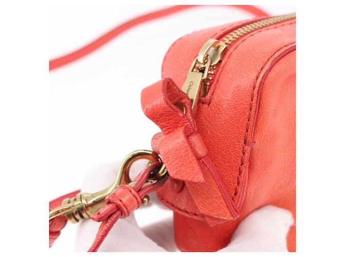 Chloé Chloe Schultertasche Leder 2-in-1 Rot Gold Auth BA10876 Golden - Ansicht 9