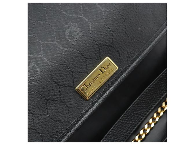 Borsa a spalla con catena Christian Dior in pelle nera e oro Auth ka3037 Nero D'oro - vista 18