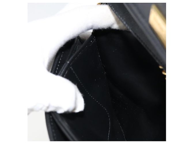 Borsa a spalla con catena Christian Dior in pelle nera e oro Auth ka3037 Nero D'oro - vista 20