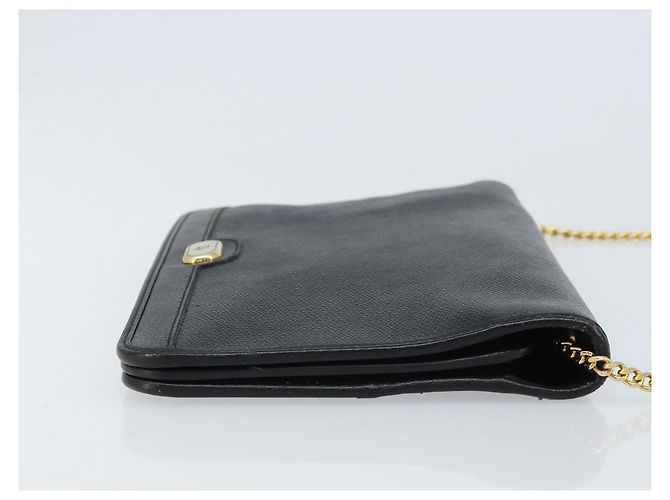 Borsa a spalla con catena Christian Dior in pelle nera e oro Auth ka3037 Nero D'oro - vista 3