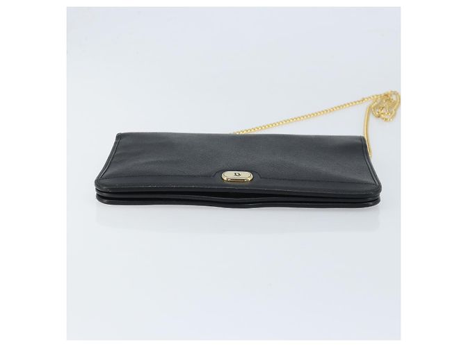 Borsa a spalla con catena Christian Dior in pelle nera e oro Auth ka3037 Nero D'oro - vista 5