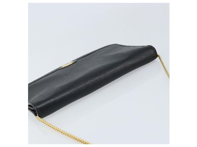 Borsa a spalla con catena Christian Dior in pelle nera e oro Auth ka3037 Nero D'oro - vista 6