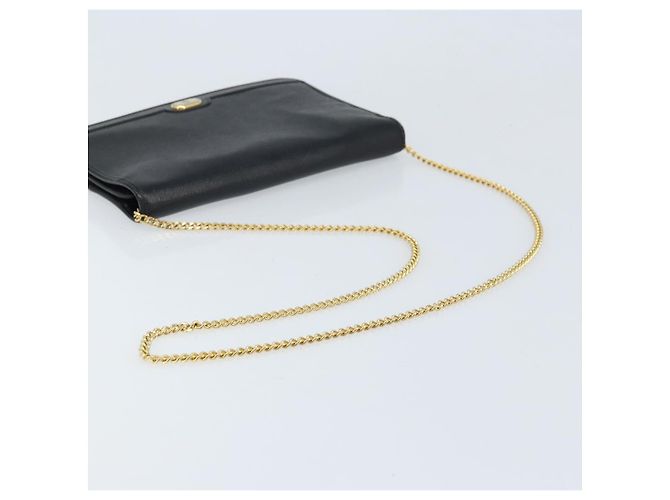 Borsa a spalla con catena Christian Dior in pelle nera e oro Auth ka3037 Nero D'oro - vista 7