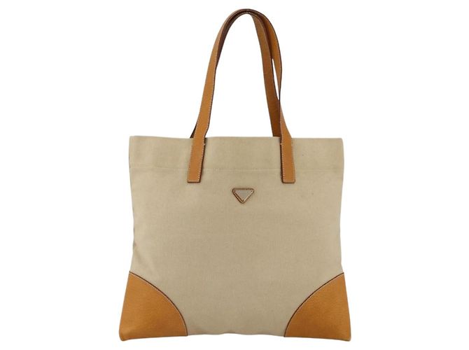 PRADA Tote Bag aus Canvas Beige Silber Authentisch bs33740 - Ansicht 13