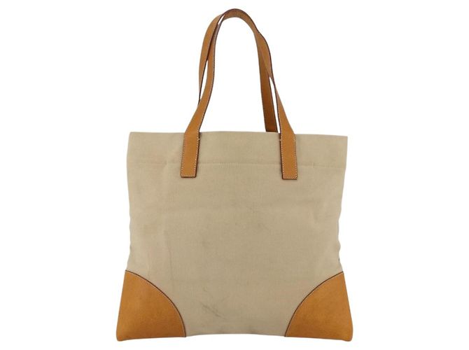 PRADA Tote Bag aus Canvas Beige Silber Authentisch bs33740 - Ansicht 2