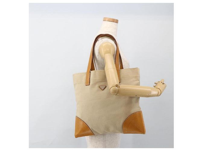PRADA Tote Bag aus Canvas Beige Silber Authentisch bs33740 - Ansicht 22