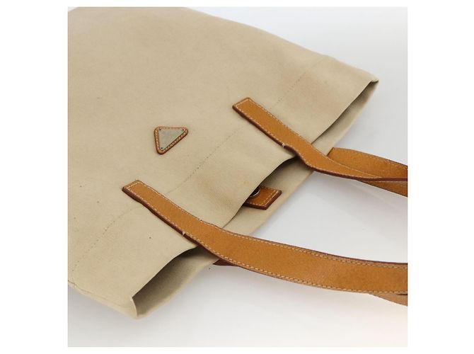 PRADA Tote Bag aus Canvas Beige Silber Authentisch bs33740 - Ansicht 6