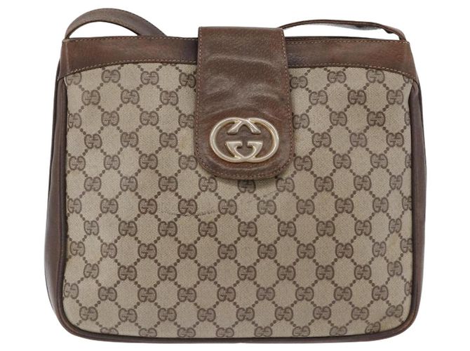 Gucci Borsa a Spalla GG Supreme PVC Beige Oro Auth ka3015 D'oro - vista 13