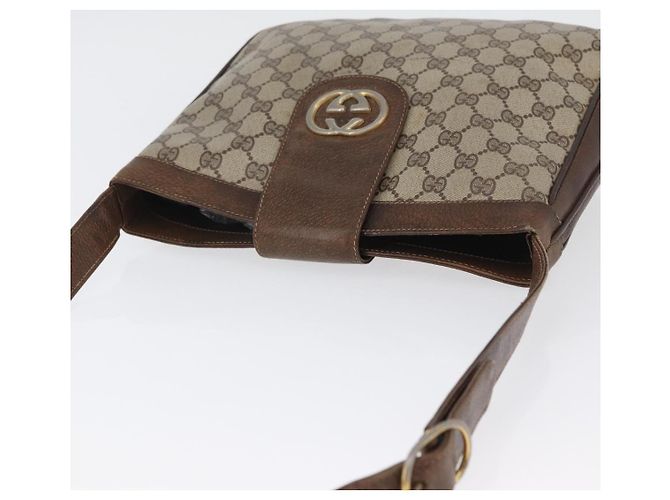 Gucci Borsa a Spalla GG Supreme PVC Beige Oro Auth ka3015 D'oro - vista 7