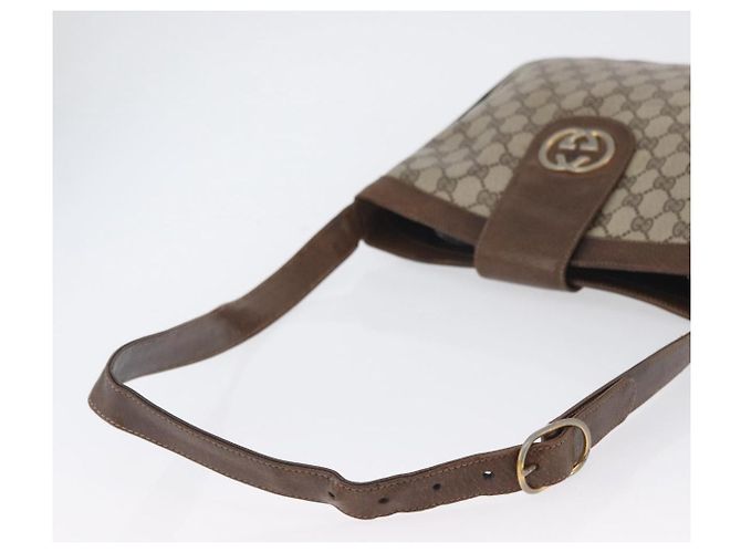 Gucci Borsa a Spalla GG Supreme PVC Beige Oro Auth ka3015 D'oro - vista 8