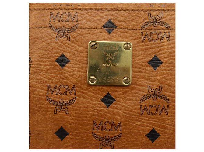 Borsa a Spalla MCM Vicetos Logogram in Pelle PVC Marrone Oro Auth 172151 D'oro - vista 12