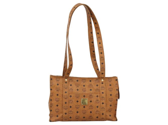Borsa a Spalla MCM Vicetos Logogram in Pelle PVC Marrone Oro Auth 172151 D'oro - vista 13