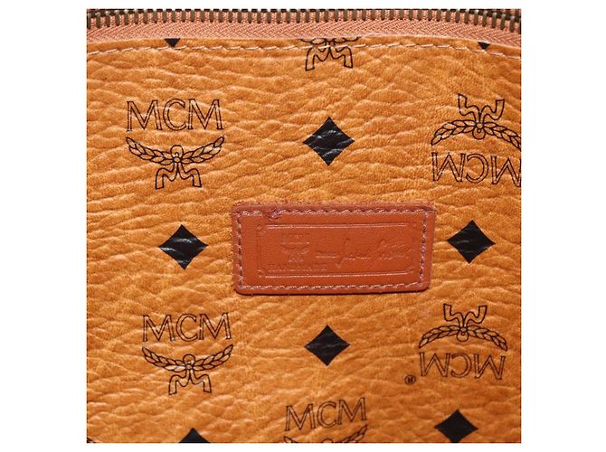 Borsa a Spalla MCM Vicetos Logogram in Pelle PVC Marrone Oro Auth 172151 D'oro - vista 17