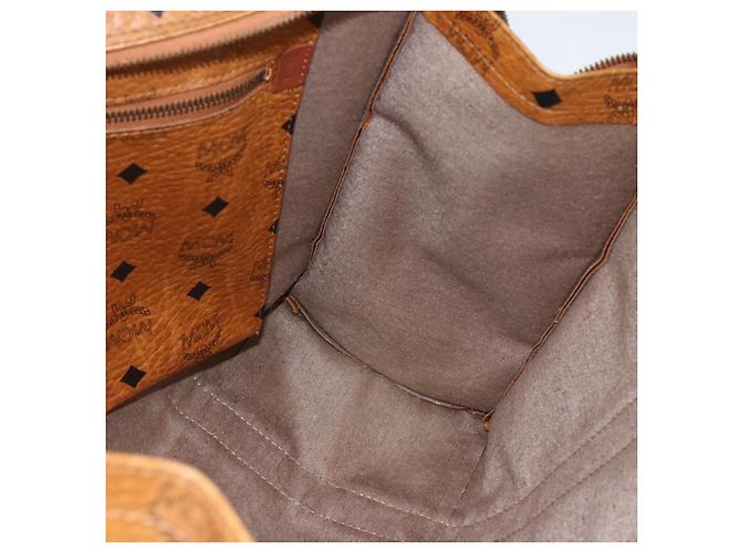 Borsa a Spalla MCM Vicetos Logogram in Pelle PVC Marrone Oro Auth 172151 D'oro - vista 18