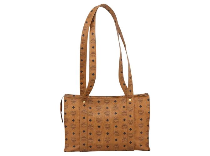 Borsa a Spalla MCM Vicetos Logogram in Pelle PVC Marrone Oro Auth 172151 D'oro - vista 2