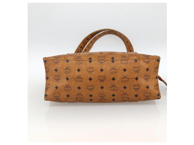 Borsa a Spalla MCM Vicetos Logogram in Pelle PVC Marrone Oro Auth 172151 D'oro - vista 5