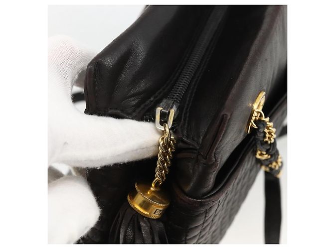 BALLY Borsa a Spalla con Catena Pelle Nera Oro Auth LNZ543 Nero D'oro - vista 10