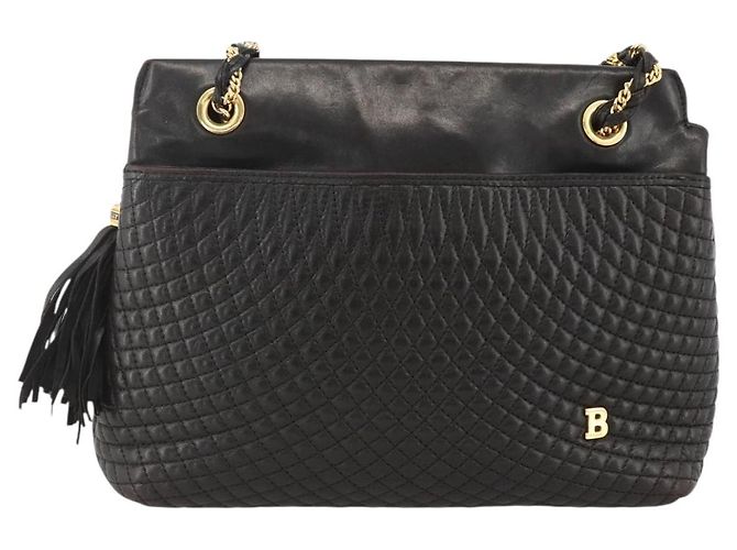 BALLY Borsa a Spalla con Catena Pelle Nera Oro Auth LNZ543 Nero D'oro - vista 13