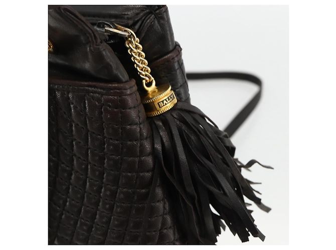 BALLY Borsa a Spalla con Catena Pelle Nera Oro Auth LNZ543 Nero D'oro - vista 17