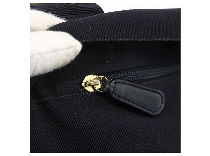 Borsa Tote Salvatore Ferragamo in tela blu navy oro Auth 173801 - vista 10