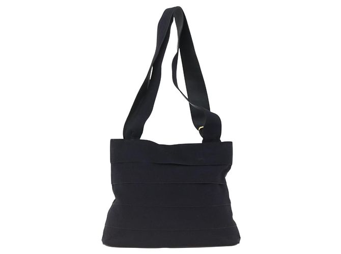 Borsa Tote Salvatore Ferragamo in tela blu navy oro Auth 173801 - vista 2