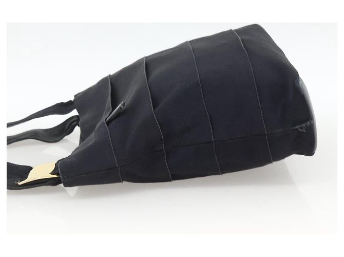 Borsa Tote Salvatore Ferragamo in tela blu navy oro Auth 173801 - vista 3