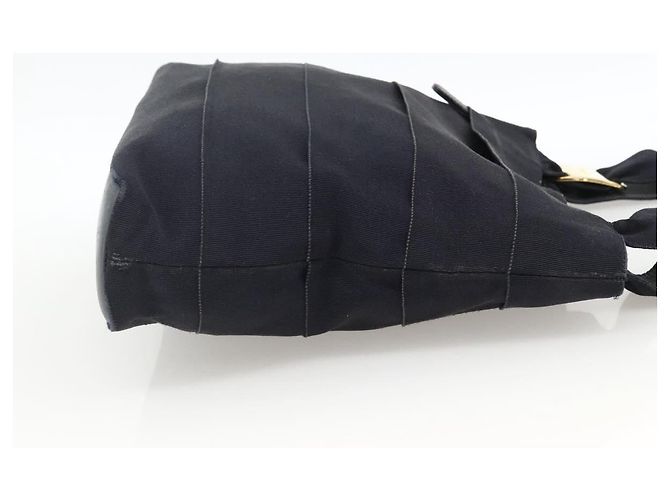 Borsa Tote Salvatore Ferragamo in tela blu navy oro Auth 173801 - vista 4