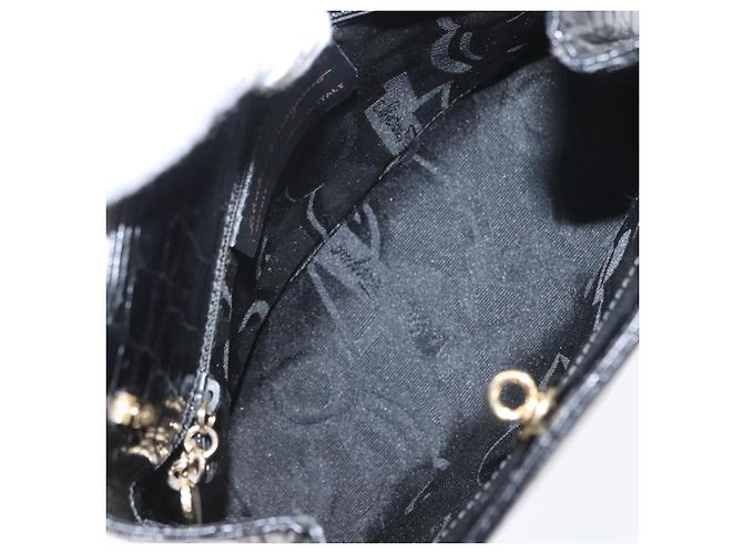 Borsa a mano in pelle Salvatore Ferragamo 2way Nera Oro Auth ka3030 Nero D'oro - vista 11