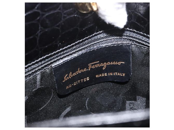 Borsa a mano in pelle Salvatore Ferragamo 2way Nera Oro Auth ka3030 Nero D'oro - vista 12