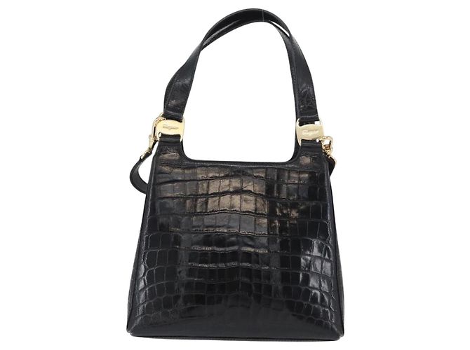 Borsa a mano in pelle Salvatore Ferragamo 2way Nera Oro Auth ka3030 Nero D'oro - vista 13
