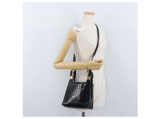 Borsa a mano in pelle Salvatore Ferragamo 2way Nera Oro Auth ka3030 Nero D'oro - vista 23