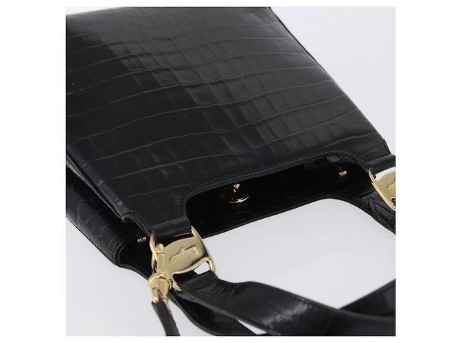 Borsa a mano in pelle Salvatore Ferragamo 2way Nera Oro Auth ka3030 Nero D'oro - vista 6