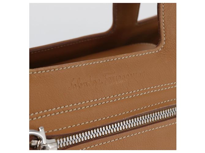 Borsa a mano Salvatore Ferragamo in pelle beige argento Auth BA11228 - vista 10