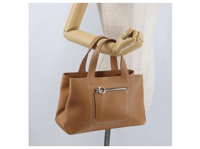 Borsa a mano Salvatore Ferragamo in pelle beige argento Auth BA11228 - vista 27
