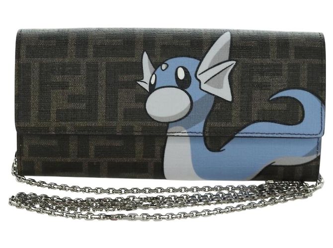 FENDI x FRGMT x POKMON Mini Ryu Schultergeldbörse aus Zucca-Canvas Auth 167075SM Braun Schwarz - Ansicht 13