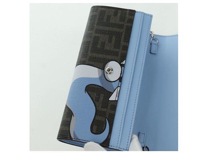 FENDI x FRGMT x POKMON Mini Ryu Schultergeldbörse aus Zucca-Canvas Auth 167075SM Braun Schwarz - Ansicht 21