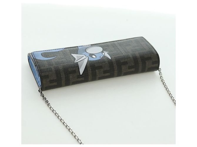 FENDI x FRGMT x POKMON Mini Ryu Schultergeldbörse aus Zucca-Canvas Auth 167075SM Braun Schwarz - Ansicht 6