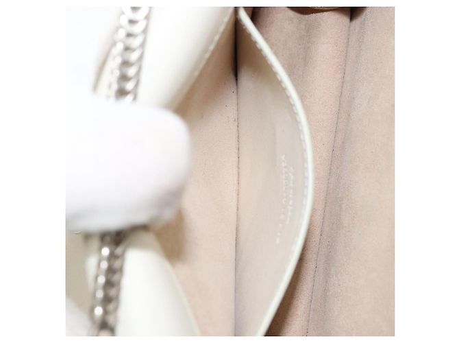 Borsa a spalla in pelle bianca e argento SAINT LAURENT Auth bs33774 Bianco - vista 20