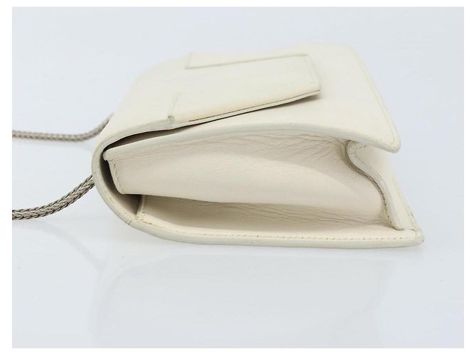 Borsa a spalla in pelle bianca e argento SAINT LAURENT Auth bs33774 Bianco - vista 4
