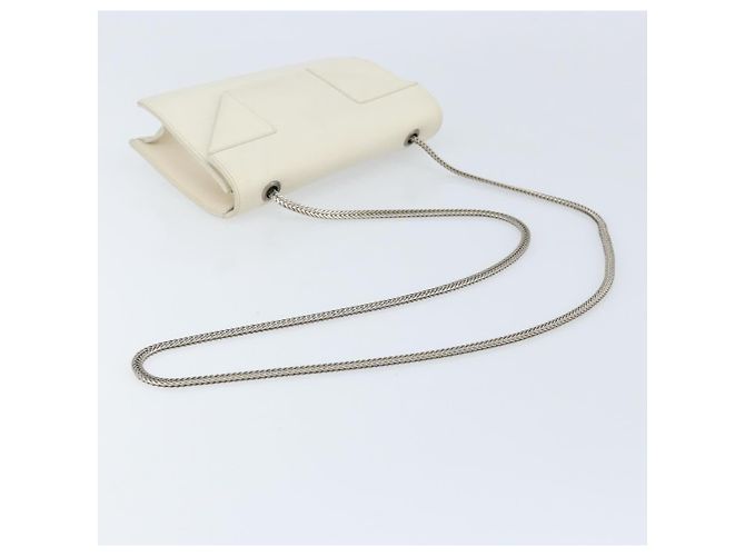 Borsa a spalla in pelle bianca e argento SAINT LAURENT Auth bs33774 Bianco - vista 7
