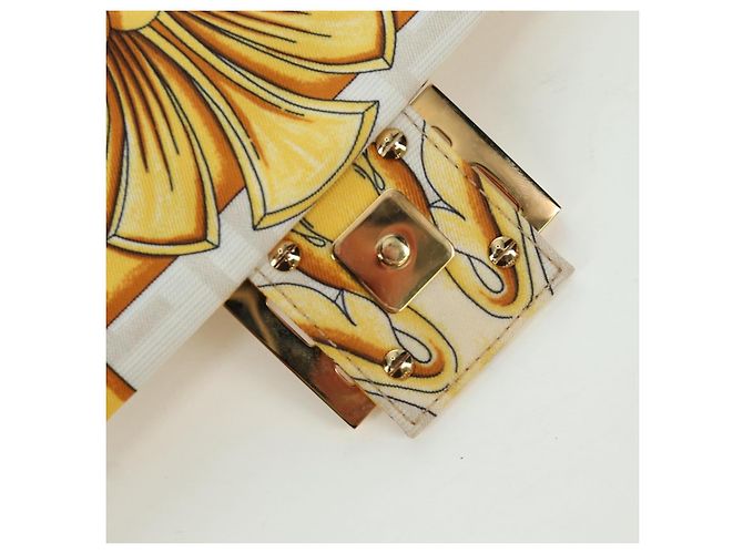 Borsa Mamma Baguette in tela Zucca FENDI Fenderche VERSACE bianca Auth 173367SAM - vista 10