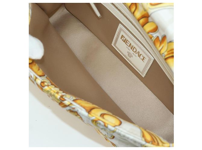 Borsa Mamma Baguette in tela Zucca FENDI Fenderche VERSACE bianca Auth 173367SAM - vista 11